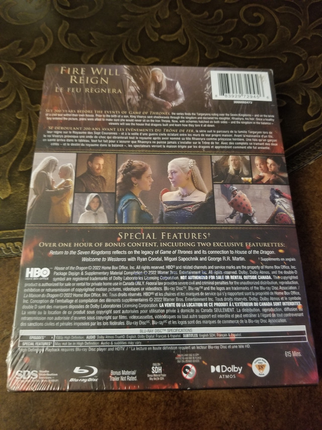 HOUSE OF THE DRAGON Game Of Thrones Blu-ray New Sealed Bilingual dans CD, DVD et Blu-ray  à Ville de Montréal - Image 2