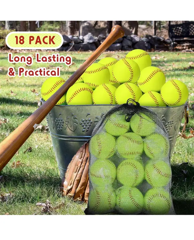 Lewtemi 18 Pack Yellow Sports Practice Softballs Official Size a in Baseball & Softball in Hamilton - Image 6