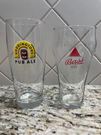 Boddington's Pub Ale & Bass Beer Glasses