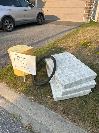 FREE! bench cushions, foamy, spare bike tire, View more