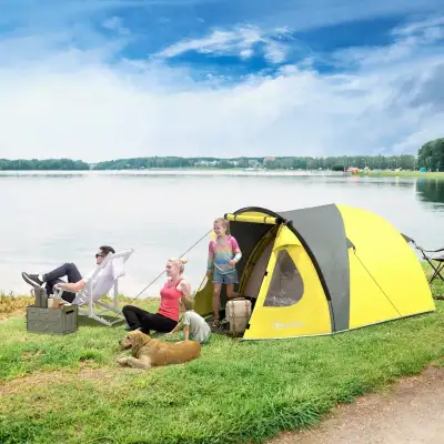 3-4 Person Camping Tent, Easy Set Up Dome Tent with Porch, Water, View more