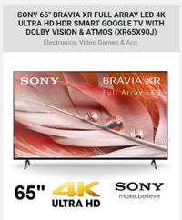 SONY 65" BRAVIA XR FULL ARRAY LED 4K ULTRA HD HDR SMART GOOGLE T