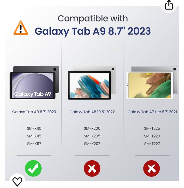 Case Fits Samsung Galaxy Tab A9 8.7-Inch 2023 (SM-X110/X115/X117 in General Electronics in Winnipeg - Image 2