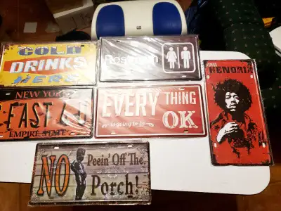 5 TIN PLATE WALL HANGING JIMI HENDRIX NEW YORK 2 FAST 4 U, View more