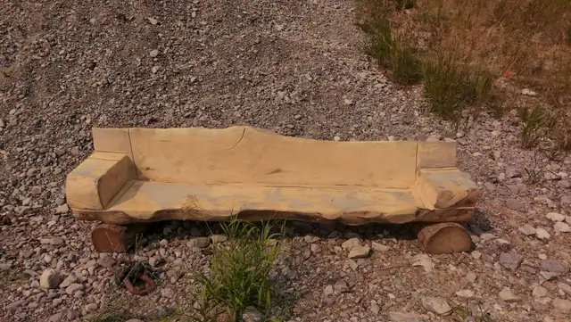 7' Solid sofa style log bench534824157636218882