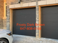 Modern steel insulated garage door- frosty dark brown
