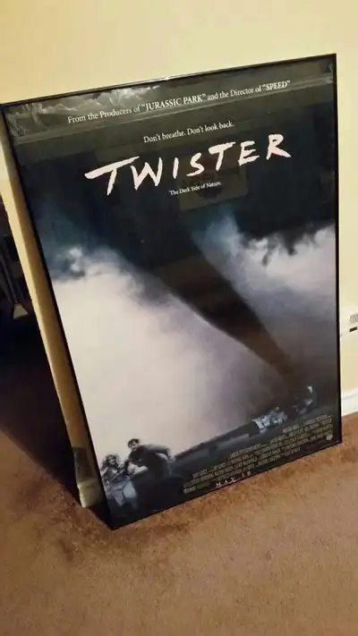 Twister movie poster Helen Hunt, Bill Paxton Framed Glass Cracked Bottom Right Corner. $40 Firm No D...