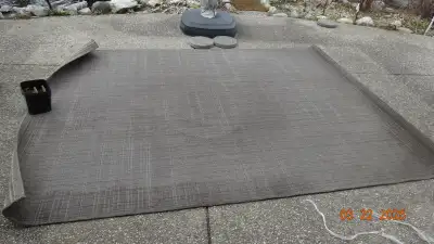 WE have replaced our outdoor rug with another. Wanted a lighter colored one. This rug is good condit...