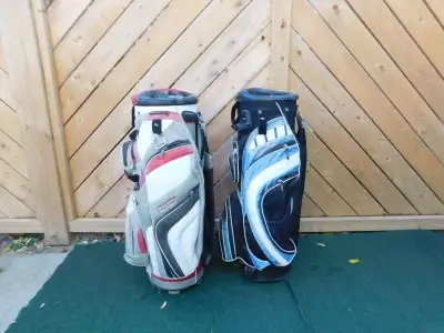 2 x BOY CART BAGS for sale asking $75 each rotate top Note-Members have lots of golf clubs and golf...