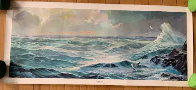 Land’s End Lithograph By James Mitchell, MCM Ocean Lithograph, View more