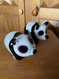 Pair Wedgewood England Glass Panda Paper Weights