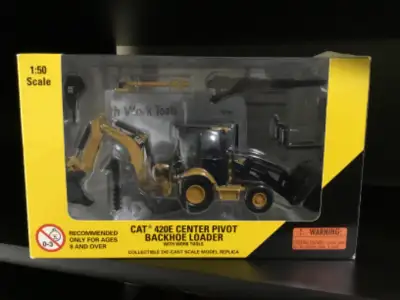 1:50 Scale CAT 420E Center Pivot Backhoe Loader (with work tools) in box