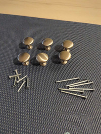 Six Brushed Nickel Knobs/Drawer Pulls