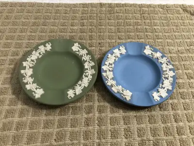 Pair of Vintage Wedgwood Jasperware 3 3/4" Blue & Green Cigar A, View more