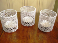 New Set of 3 White Steel Decorative Tealight Candle Holders