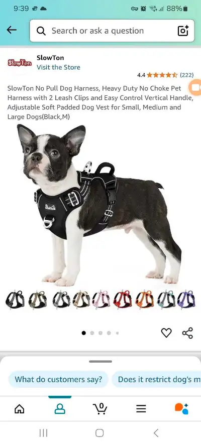 SlowTon No Pull Dog Harness, Heavy Duty No Choke Pet Harness with 2 Leash Clips and Easy Control Ver...