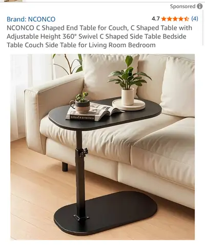 Swivel C Shaped Side Table Adjustable, View more
