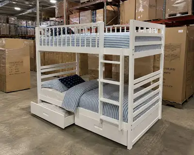 White Bunk Bed with Storage, View more