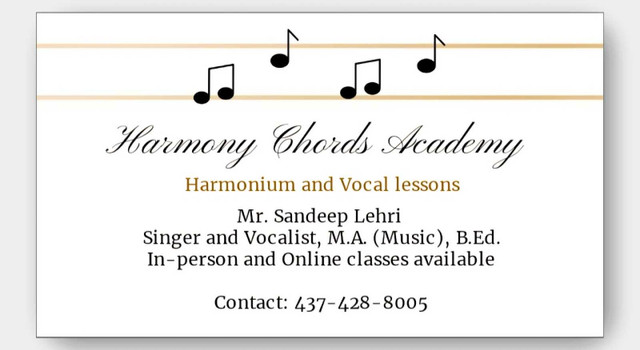 Harmonium and Vocal Lessons in Music Lessons in Mississauga / Peel Region