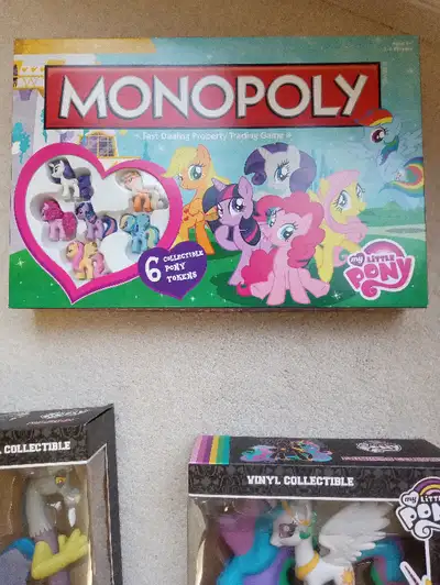 My Little Pony Monopoly board game never played, the houses and hotels are still sealed $70 pick up...