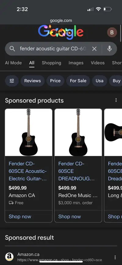 Like New Fender CD-60SCE, View more