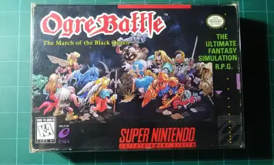 Nintendo Super Nintendo Ogre Battle The March Of The Black Queen Enix. Box & Box Protector Only. $42...