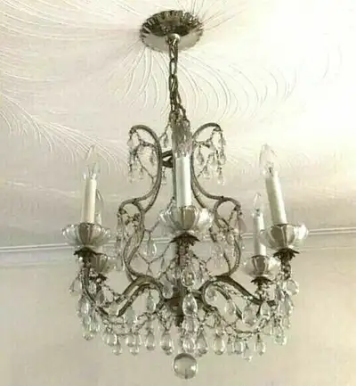 Italian Chandelier6 LightBlown Glass Drops Macaroni Beads, View more