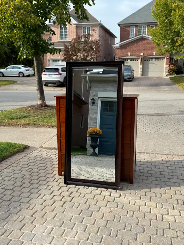 Large Wall Mirror - Dark Wood Frame, 29.5 x 63 in.