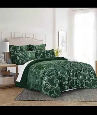Grassix Duvet Cover King - 3D Luxury Marble Velvet Green King D, View more