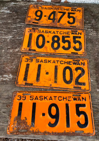 1939 Saskatchewan License Plates