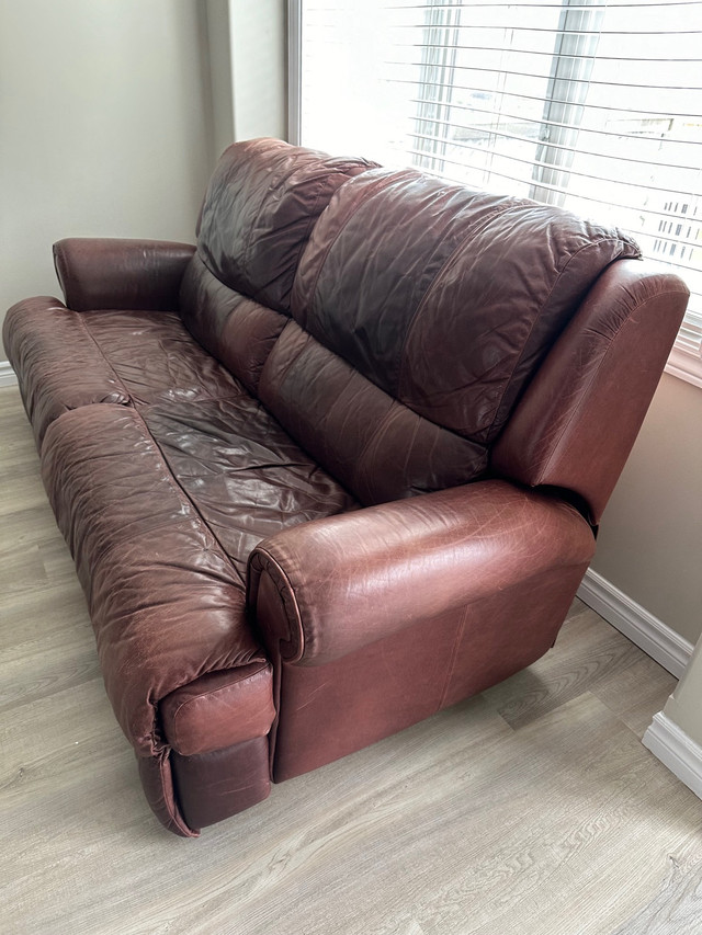 Leather couch - $100 OBO in Couches & Futons in Kingston - Image 2