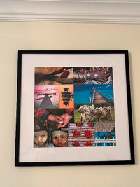 Cultural collage in matted Pottery Barn frame