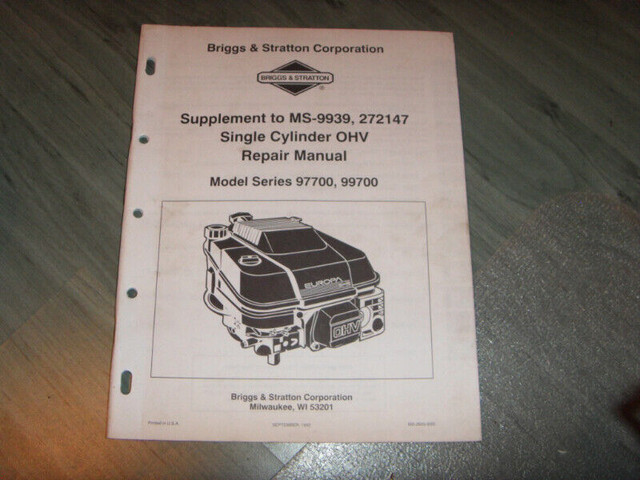 Repair Manual to MS-99329, 272147 Briggs & Stratton dans Manuels  à Lanaudière