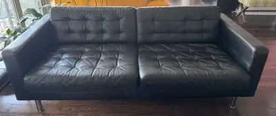 Black Leather Tufted Sofa, View more