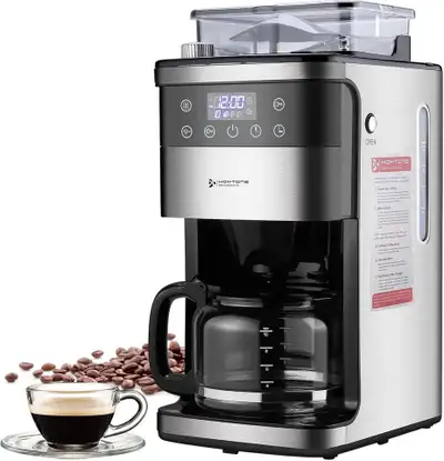 Homtone 10-Cup Programmable Coffee Maker with Integrated Burr Gr, View more