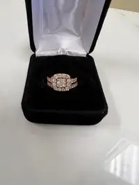 14K Rose Gold Custom Engagement ring and matching band