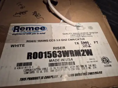 Mfgr: REMEE Wire and Cable # Mfgr: R001563WRM2W Prix demandé 30$ pour balance de rouleau de 282 pied...