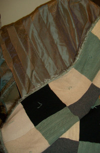 HAND MADE QUILTS 1 of a kind CASHMERE, SILK, COTTON  METALLIC