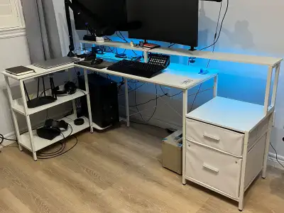 Office L-Shaped Desk with USB + Power Outlets, View more