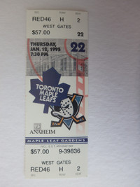1995 Toronto Maple Leafs vs Anaheim Ducks Ticket Stub