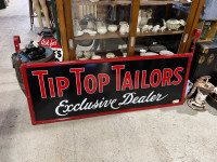 Beautiful porcelain Tip Top Tailers sign in original round frame