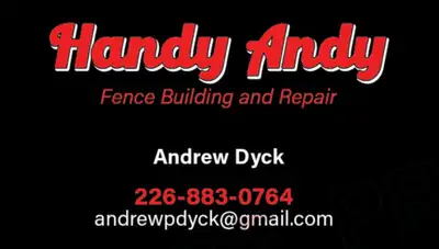 Hello my Name is Andrew. I build fence decks and sheds also do post setting CALL TODAY FOR A FREE ES...