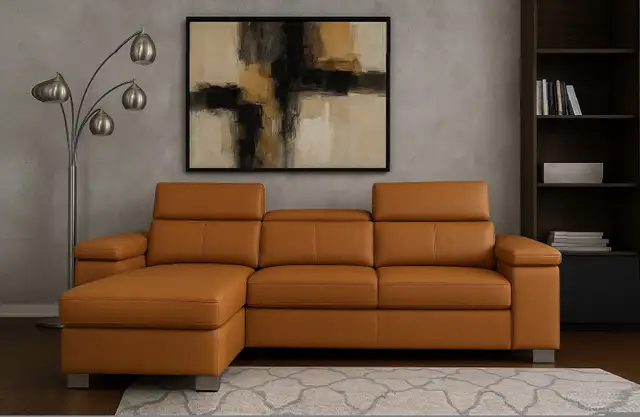 BEST SELLER Genuine Top Grain leather sectional sofa bed in Couches & Futons in Vancouver - Image 5
