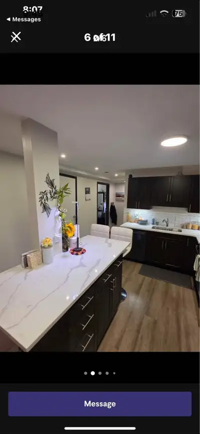 Beautifully 1600sq feet renovated 2 bed plus den. Private entrance to basement with Utilities and in...