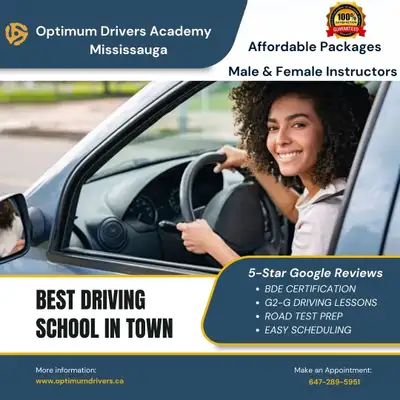 wwwOptimumdrivers.ca Contact Us: 647-289-5951 Service Areas: Mississauga, Oakville, Milton. Spots ar...