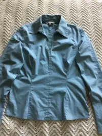 Blouse turquoise à manches longues RW&Co/ blouses en soie