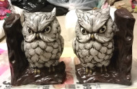 A PAIR OWL CERAMIC FIGURINES