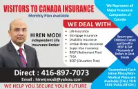 Visitor, Super Visa Insurance and Life Insurance Call 4168977073