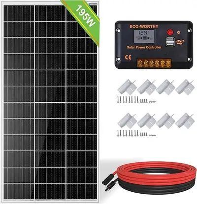 -Brand new solar kit, now $100 off, a great deal! Save on the cost of the charge controller and cabl...