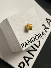 Pandora Gold Logo Hearts Spacer Charm